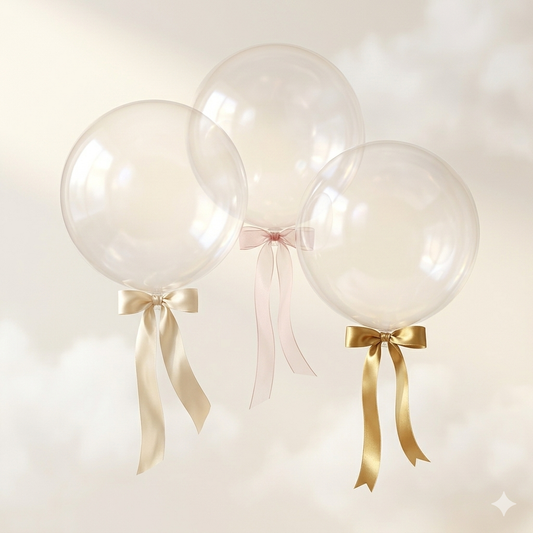 Sur-Mesure — Trio de bulles vides flottantes (crème, rose, doré) · Effervéa