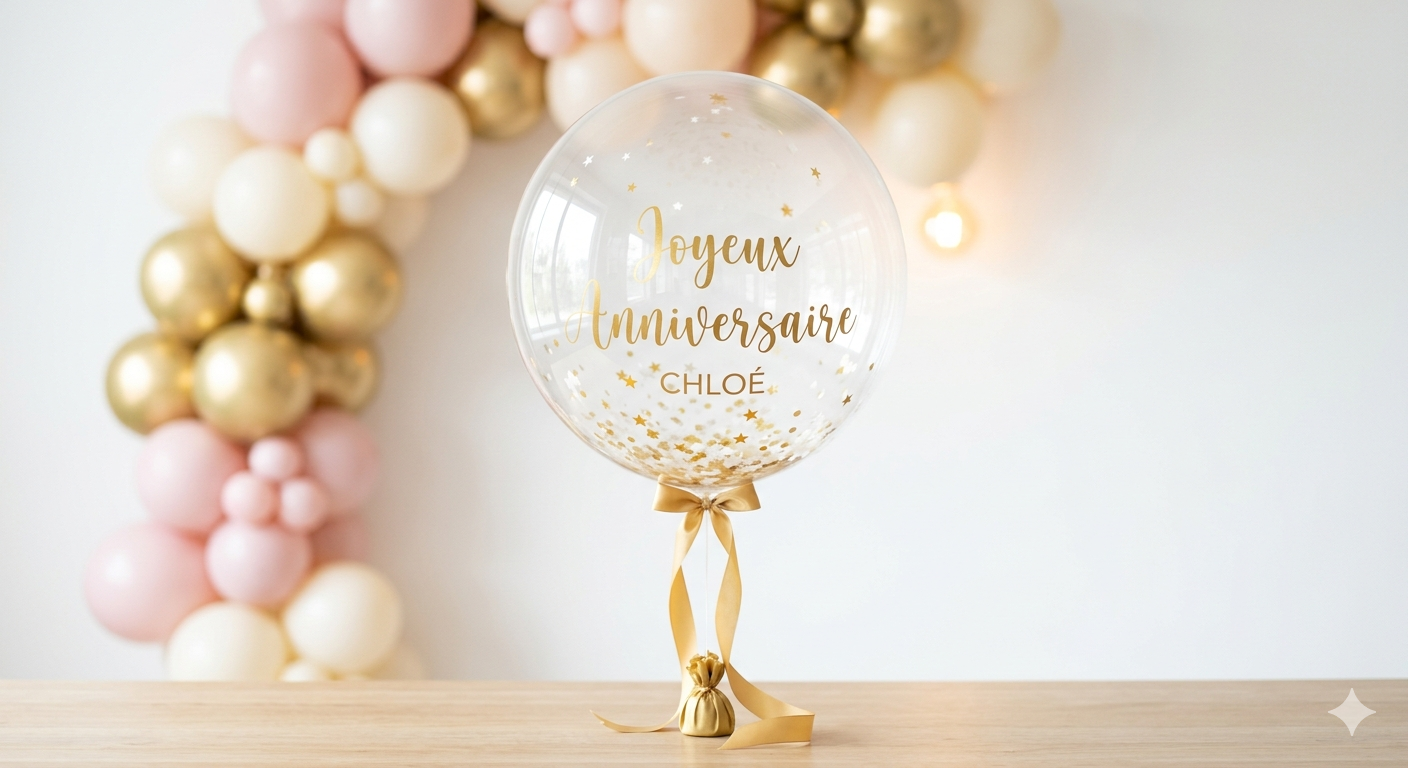 L'Éclat — exemple Joyeux Anniversaire Chloé confettis or · Effervéa