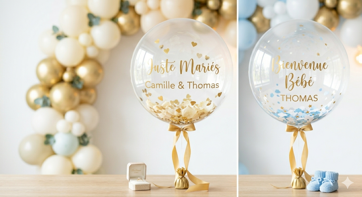 Exemple Bienvenue Bébé confettis bleus · Effervéa